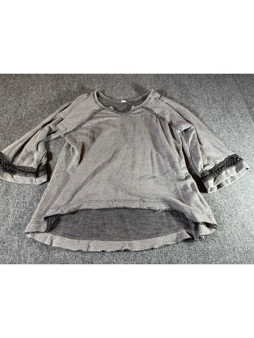 Free People tunic grey braided bell sleeves size L